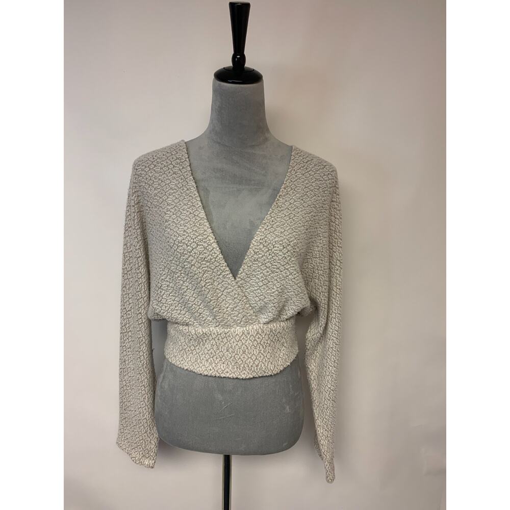 Urban Outfitters Sweater Cropped Tan Open Knit Dolman Boho Soft Fuzzy Size M